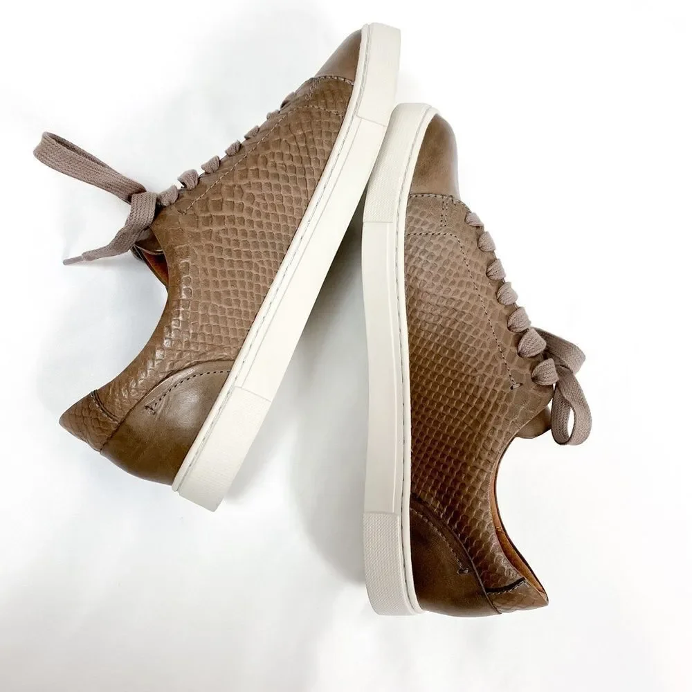 FRYE Ivy Low Lace Leather Embossed Sneakers
